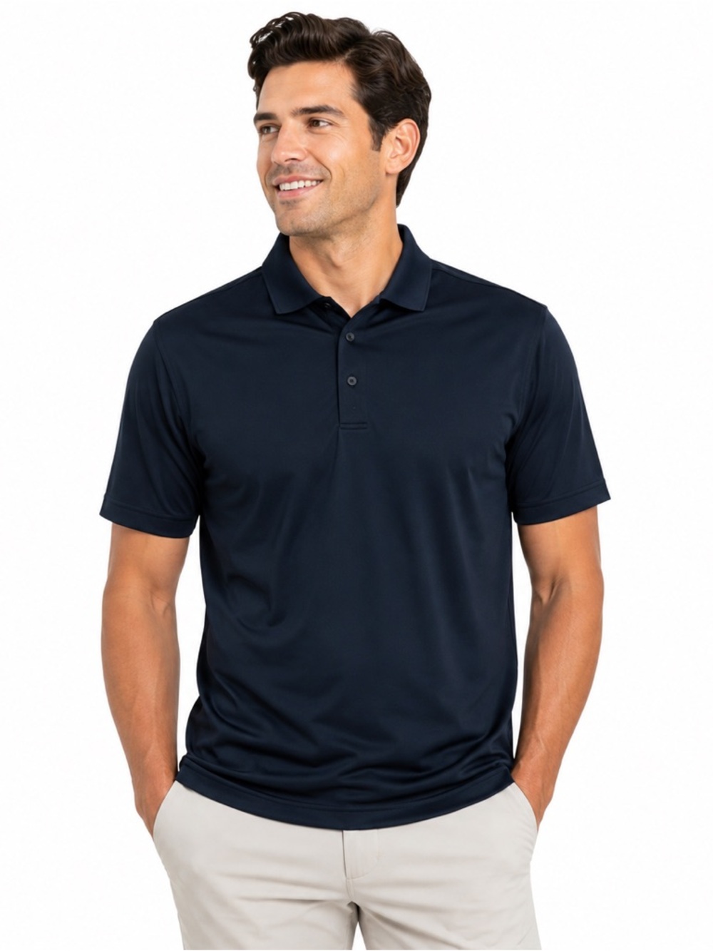 Greg Norman Blue Short Sleeved Button Logo Golf Preppy Lightweight Polo …